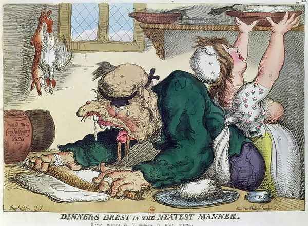 Dinners Drest in the Neatest Manner, satirical cartoon on culinary hygiene 2 by Thomas Rowlandson