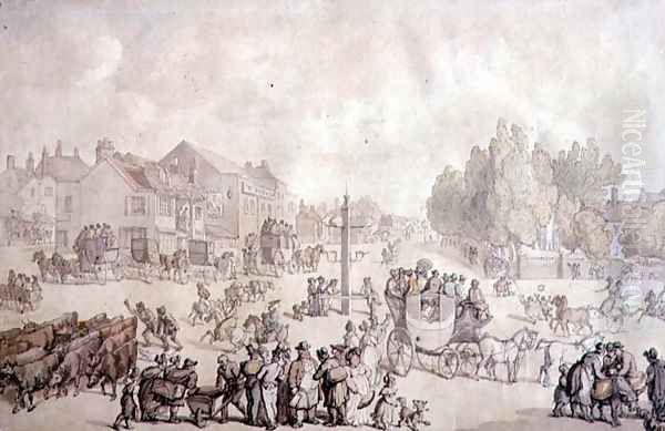 Elephant and Castle Oil Painting by Thomas Rowlandson