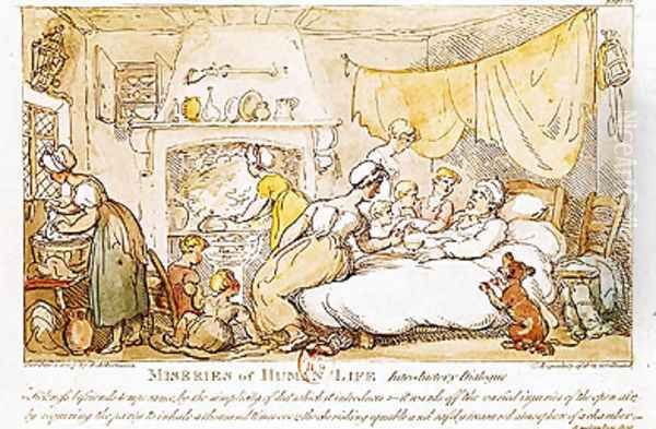 Miseries of Human Life: Introductory Dialogue, published by R. Ackermann, 1807 Oil Painting by Thomas Rowlandson