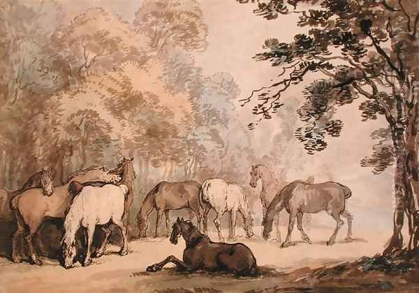 The Stud Farm, 1786 Oil Painting by Thomas Rowlandson