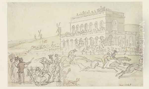 Doctor Syntax loses his money on the Race Ground at York Oil Painting by Thomas Rowlandson