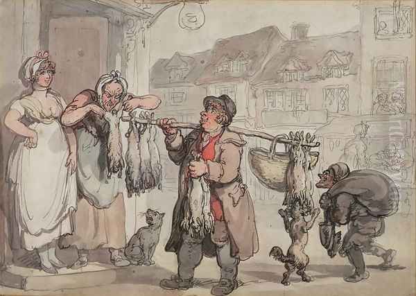 The Rabbit Merchant Oil Painting by Thomas Rowlandson