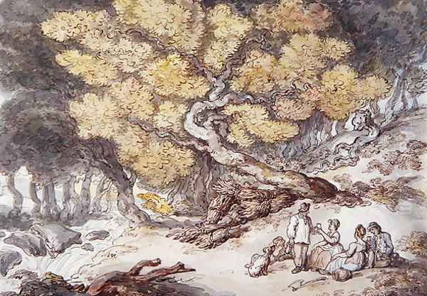 A Woodcutters Picnic Oil Painting by Thomas Rowlandson