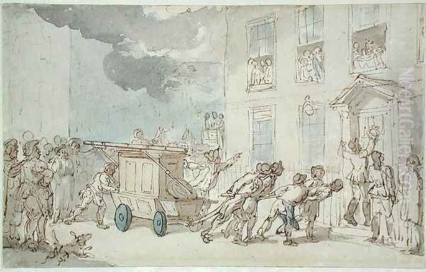 The Arrival of the Fire Engine Oil Painting by Thomas Rowlandson