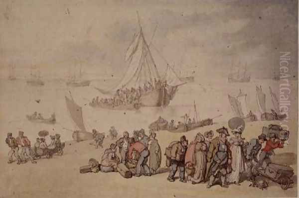 Disembarkation at the Medina Oil Painting by Thomas Rowlandson