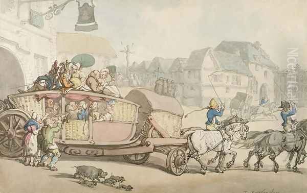 The Paris Diligence Oil Painting by Thomas Rowlandson