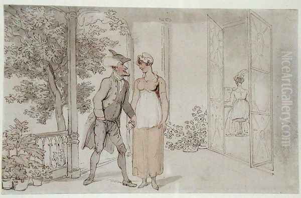 Amorous Attentions, c.1800 Oil Painting by Thomas Rowlandson