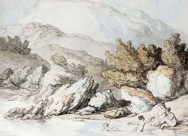 Nymphs Bathing Oil Painting by Thomas Rowlandson