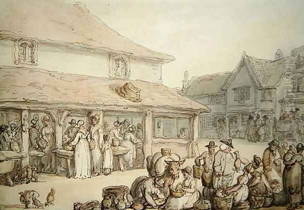 Market Place Oil Painting by Thomas Rowlandson