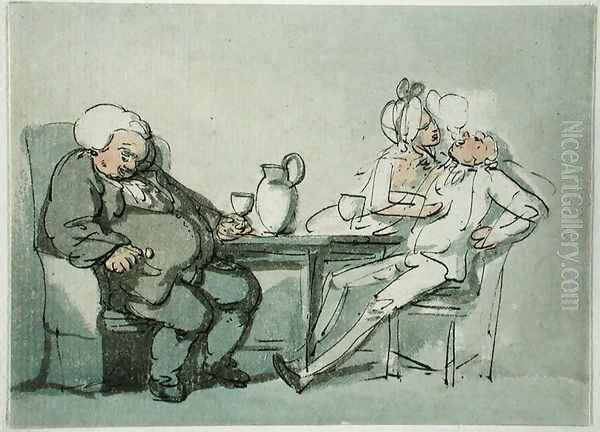 The Doctor Overcame Oil Painting by Thomas Rowlandson