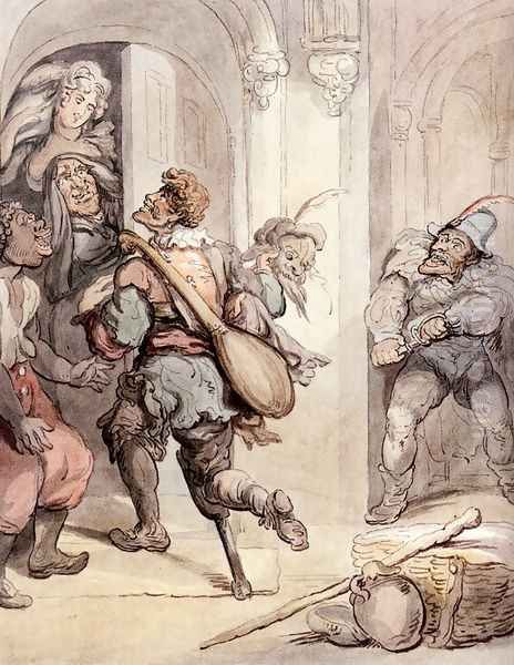 Travelling Players Oil Painting by Thomas Rowlandson