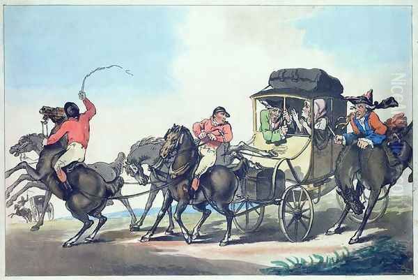 English Travelling, or The First Stage from Dover, aquatinted by Francis Jukes 1747-1812, pub. by T. Smith, 1785 Oil Painting by Thomas Rowlandson