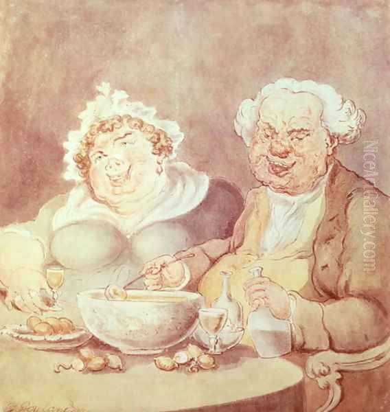 Gourmets Oil Painting by Thomas Rowlandson