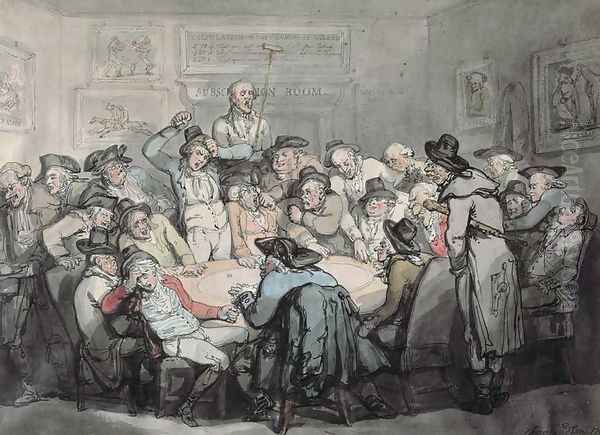 The Hazard Room Oil Painting by Thomas Rowlandson