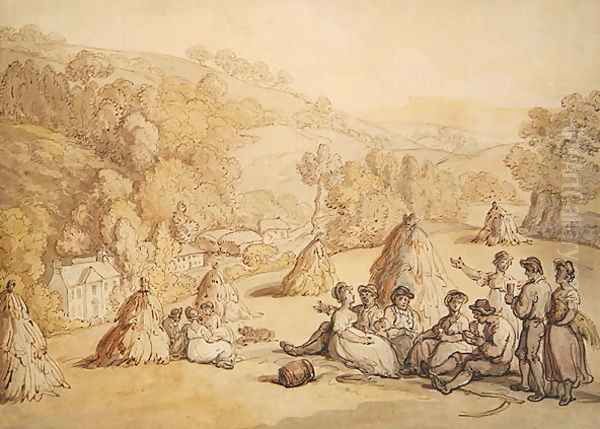 Harvesters Resting in a Corn Field, c.1805-10 Oil Painting by Thomas Rowlandson