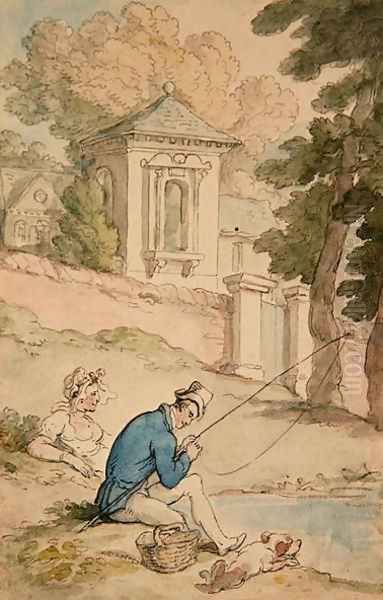 Man Fishing, c.1780 Oil Painting by Thomas Rowlandson