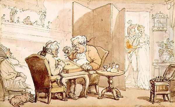 The Dicers Oil Painting by Thomas Rowlandson