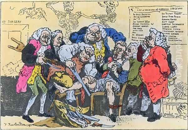 Caricature of Georgian Surgeons at work, 1793 Oil Painting by Thomas Rowlandson