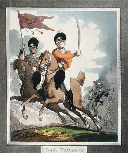 Left Protect, from Hungarian and Highland Broadsword, published 1798 Oil Painting by Thomas Rowlandson