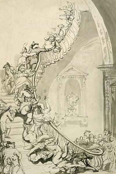 The Exhibition Starecase Oil Painting by Thomas Rowlandson