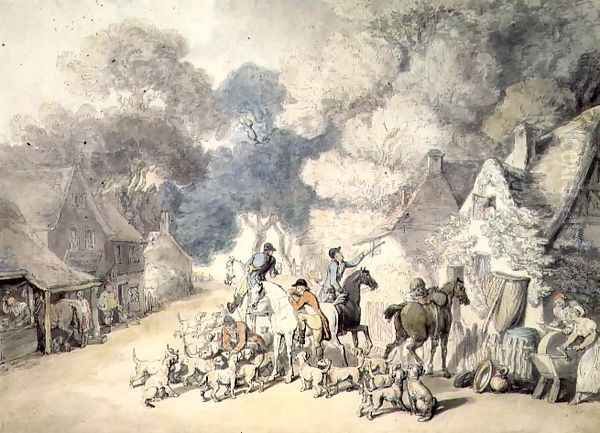 The Meet Oil Painting by Thomas Rowlandson