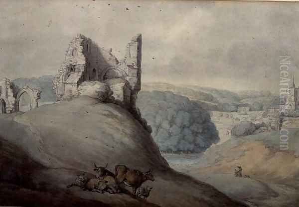 Harborough Castle, Yorkshire Oil Painting by Thomas Rowlandson