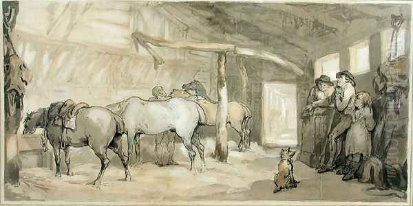 The Stable of an Inn, c.1790 Oil Painting by Thomas Rowlandson