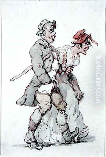 The Strollers Oil Painting by Thomas Rowlandson