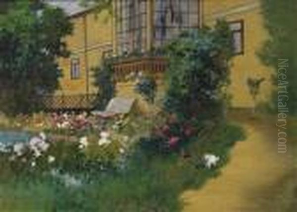 In Thesummer Garden Oil Painting by Antal Neogrady