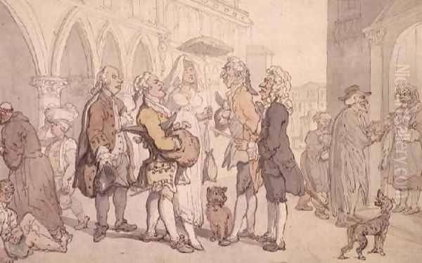 Visitors in Venice Oil Painting by Thomas Rowlandson