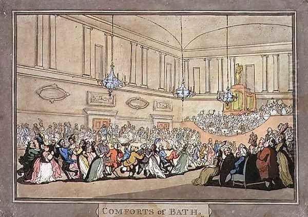 An Assembly Ball, plate 10 from Comforts of Bath, 1798 Oil Painting by Thomas Rowlandson