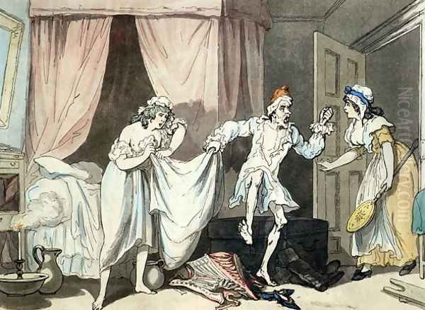 Damp Sheets, aquatinted by Thomas Malton 1748-1804, pub. 1791 Oil Painting by Thomas Rowlandson