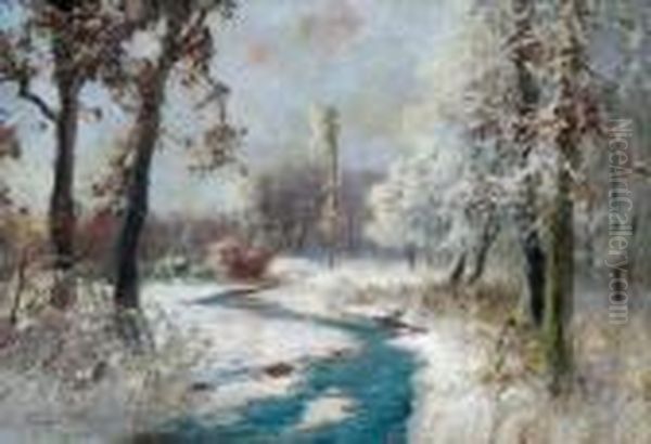 Winterlandschaft Oil Painting by Antal Neogrady