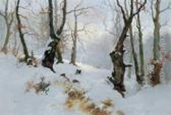 Sonniger Wintertag Oil Painting by Antal Neogrady