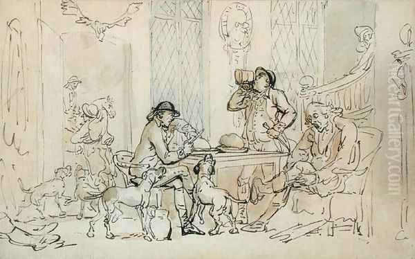 Breakfast before the Hunt, c.1785-90 Oil Painting by Thomas Rowlandson