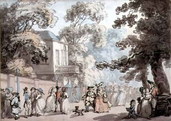 Entrance to the Mall, Spring Gardens Oil Painting by Thomas Rowlandson