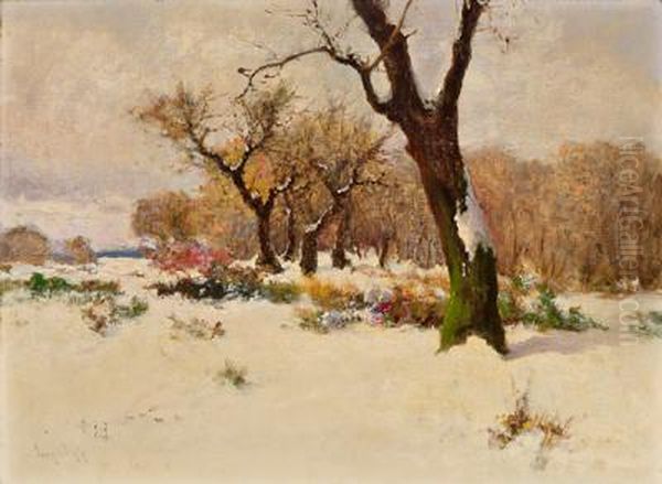 Winterlandschaft Oil Painting by Antal Neogrady