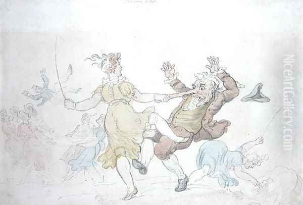 Dancing Dogs Oil Painting by Thomas Rowlandson