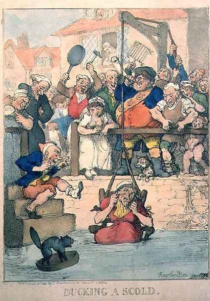 Ducking a Scold, 1812 Oil Painting by Thomas Rowlandson