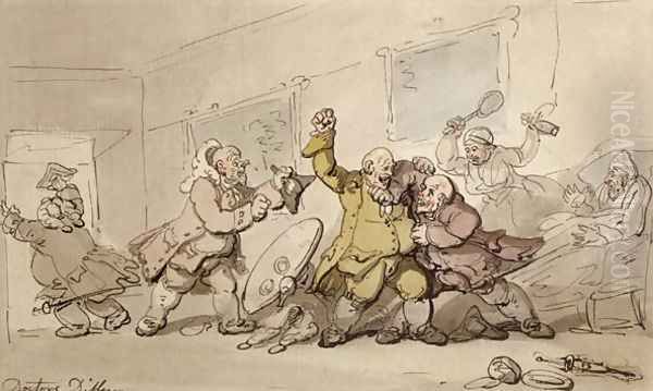 Doctors Differ Oil Painting by Thomas Rowlandson