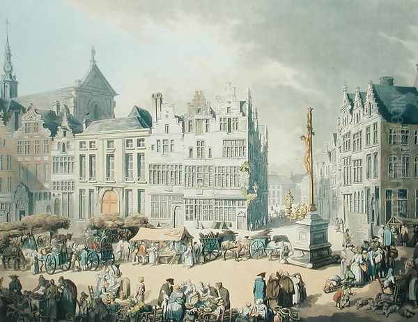 Place de Mer at Antwerp Oil Painting by Thomas Rowlandson