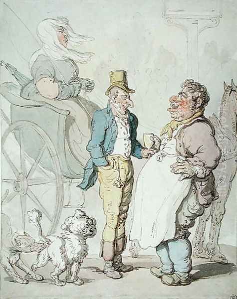 Slender Billy, Travellers taking refreshment Oil Painting by Thomas Rowlandson