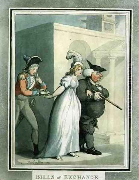 Bills of Exchange, pub. by Rudolph Ackermann, 1800 Oil Painting by Thomas Rowlandson