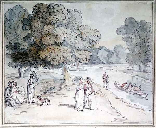 On The Thames Oil Painting by Thomas Rowlandson