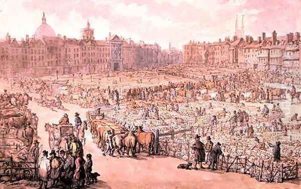 Smithfield Market, 1810 Oil Painting by Thomas Rowlandson