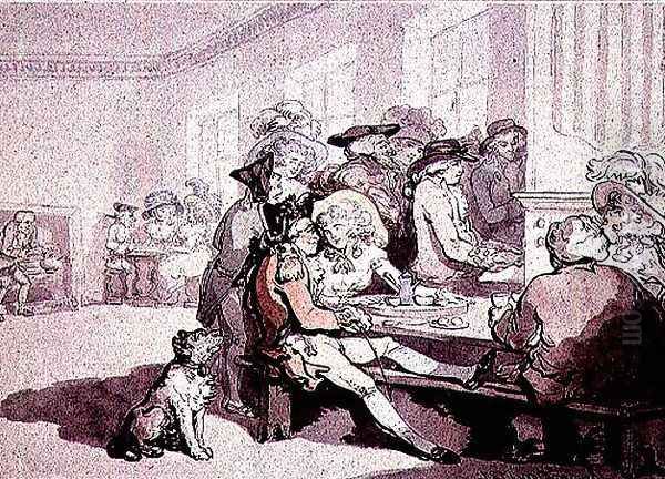 Taking tea at the White House, 1787 Oil Painting by Thomas Rowlandson