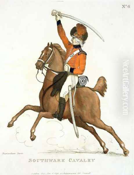 Southwark Cavalry Volunteer, plate 6 from Loyal Volunteers of London and Environs, published 1798 Oil Painting by Thomas Rowlandson