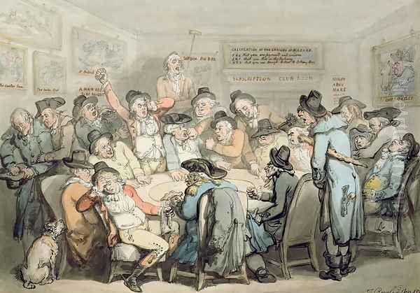 The Subscription Club Room Oil Painting by Thomas Rowlandson