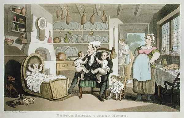 Doctor Syntax turned nurse, from The Tour of Dr Syntax in search of the Picturesque, by William Combe, published 1812 Oil Painting by Thomas Rowlandson