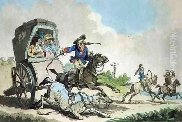 French Travelling, or The First Stage from Calais, aquatinted by Francis Jukes (1747-1812), pub. by T. Smith, 1785 Oil Painting by Thomas Rowlandson